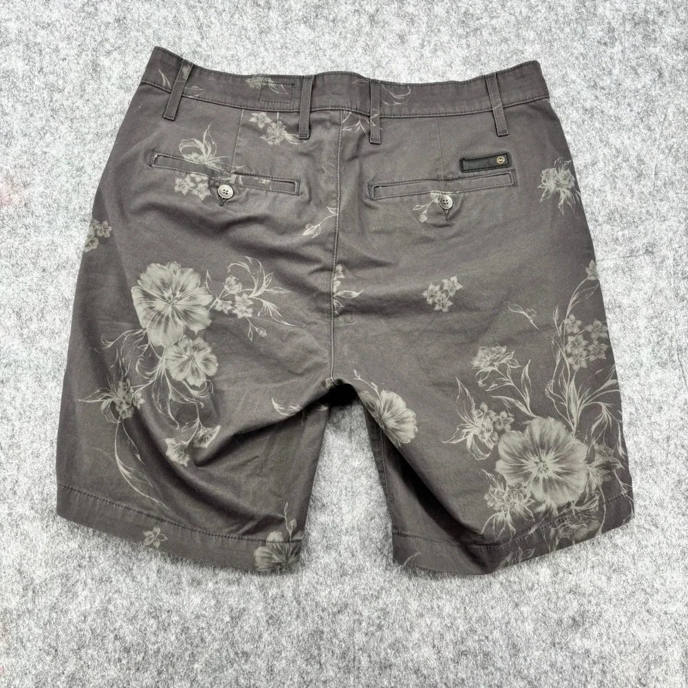 AG Adriano Goldschmied Wanderer Shorts Mens 34 Grey Floral Print Chino Casual